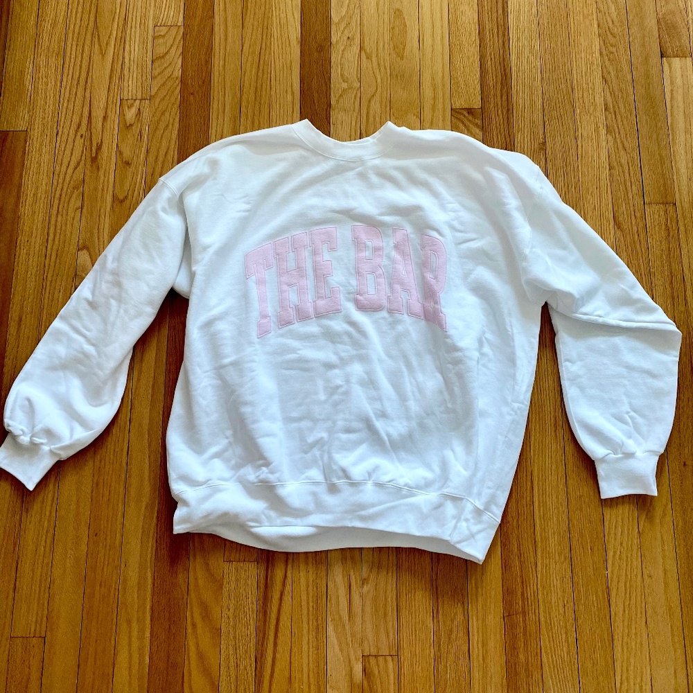 The Bar Varsity Sweatshirt in White and Blush
